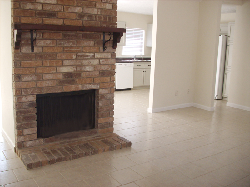 living room fire place into kitchen, 21403 Park Bishop Katy Texas real estate